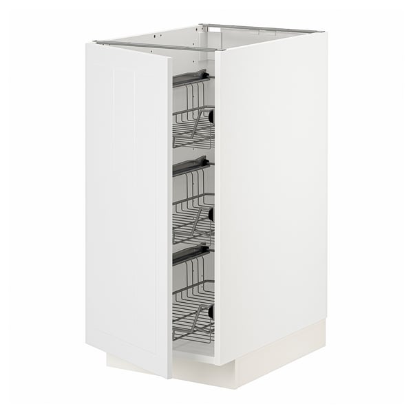 METOD base cabinet with wire baskets, white/Stensund white, 40x60 cm