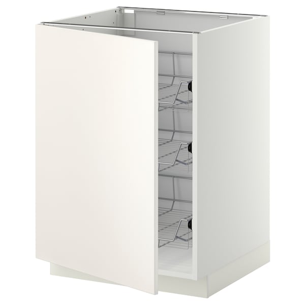 METOD - Base cabinet with wire baskets, white/Veddinge white, 60x60 cm