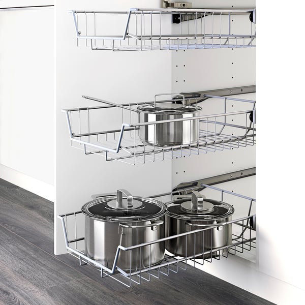 METOD base cabinet with wire baskets, white/Voxtorp dark grey, 40x60 cm