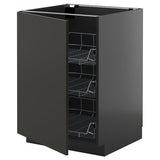 METOD base cabinet with wire baskets, black-grey/Nickebo matt anthracite, 60x60 cm