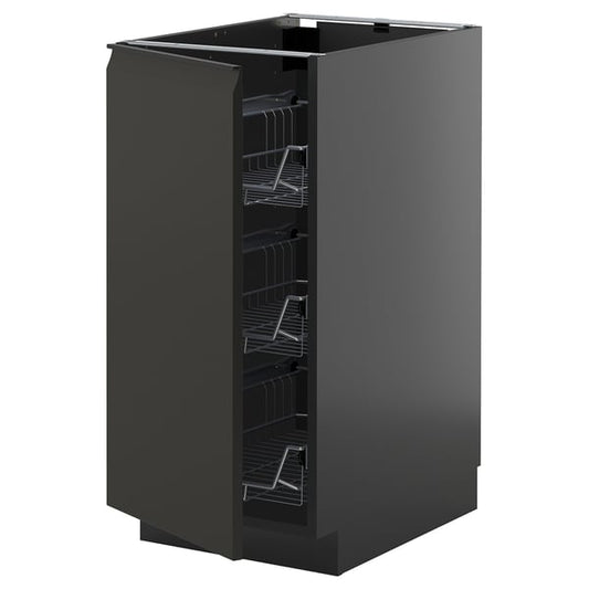 METOD - METOD Base cabinet with wire baskets, black-grey/Upplöv matt anthracite, 40x60 cm