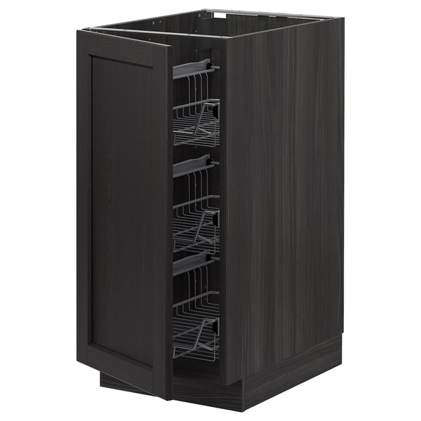 METOD - METOD Base cabinet with wire baskets, black/Lerhyttan black stained, 40x60 cm