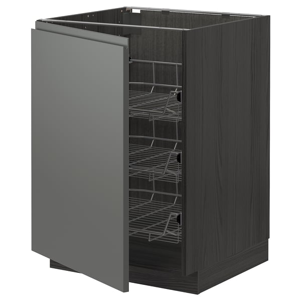 METOD - METOD Base cabinet with wire baskets, black/Voxtorp dark grey, 60x60 cm