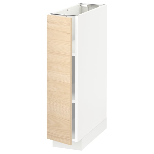 METOD base cabinet with shelves, white/Askersund light ash effect, 20x60 cm