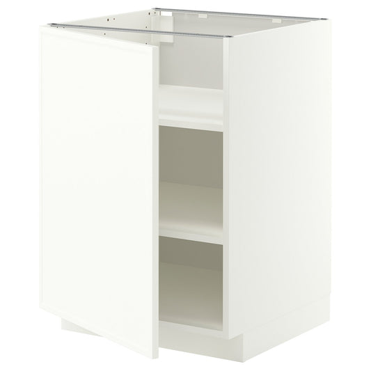 METOD base cabinet with shelves, white/Aspudden matt white, 60x60 cm