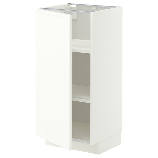 METOD base cabinet with shelves, white/Aspudden matt white, 40x37 cm