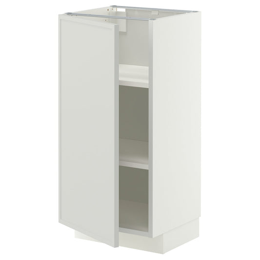 METOD base cabinet with shelves, white/Aspudden light grey, 40x37 cm