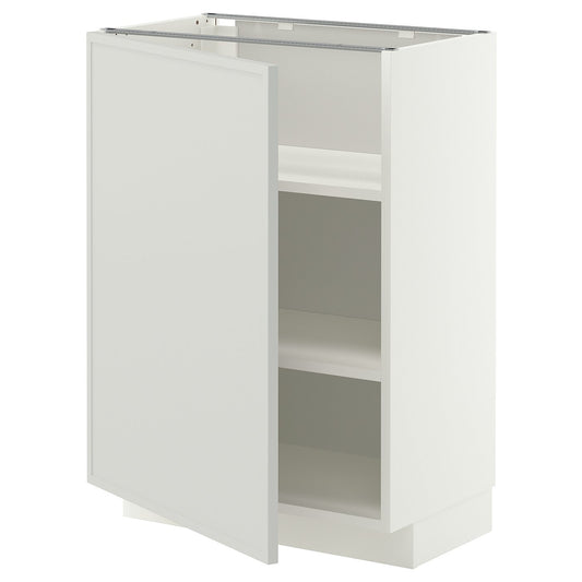 METOD base cabinet with shelves, white/Aspudden light grey, 60x37 cm