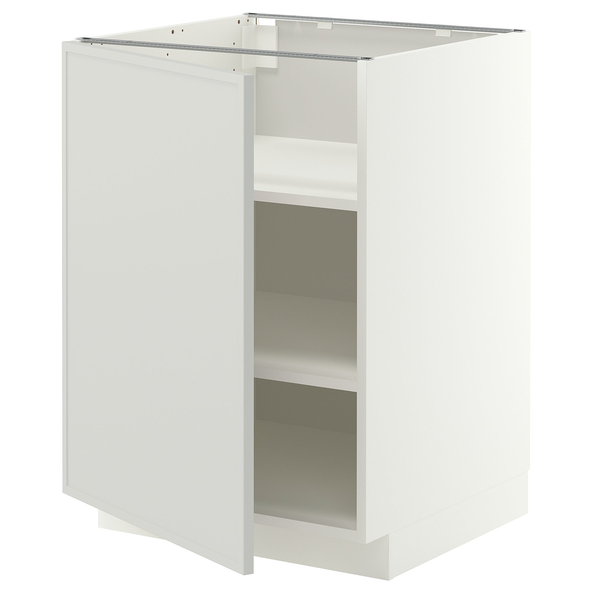 METOD base cabinet with shelves, white/Aspudden light grey, 60x60 cm