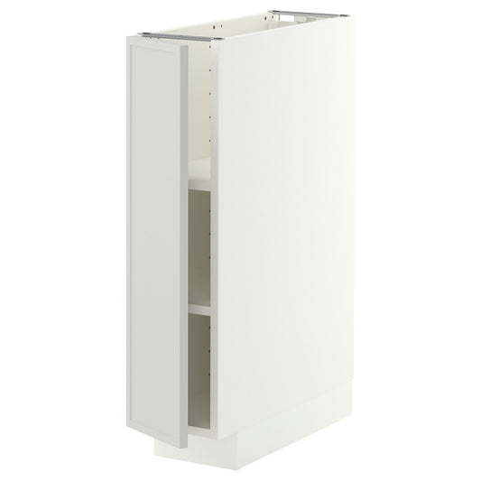 METOD base cabinet with shelves, white/Aspudden light grey, 20x60 cm