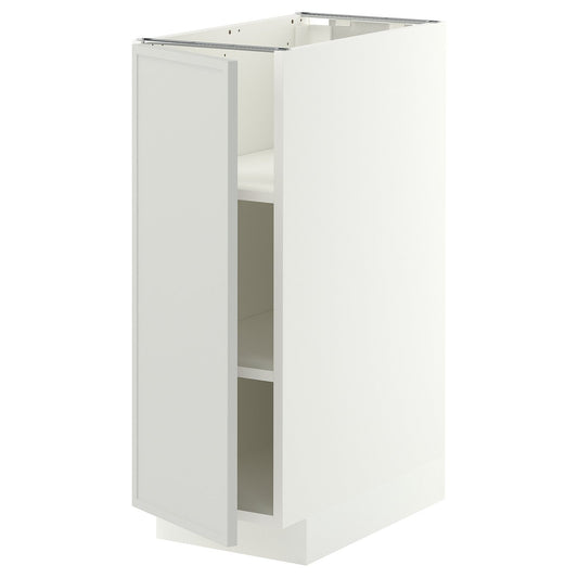 METOD base cabinet with shelves, white/Aspudden light grey, 30x60 cm