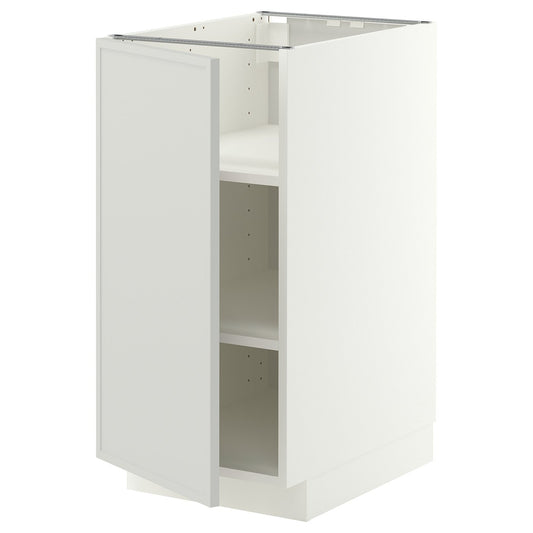 METOD base cabinet with shelves, white/Aspudden light grey, 40x60 cm