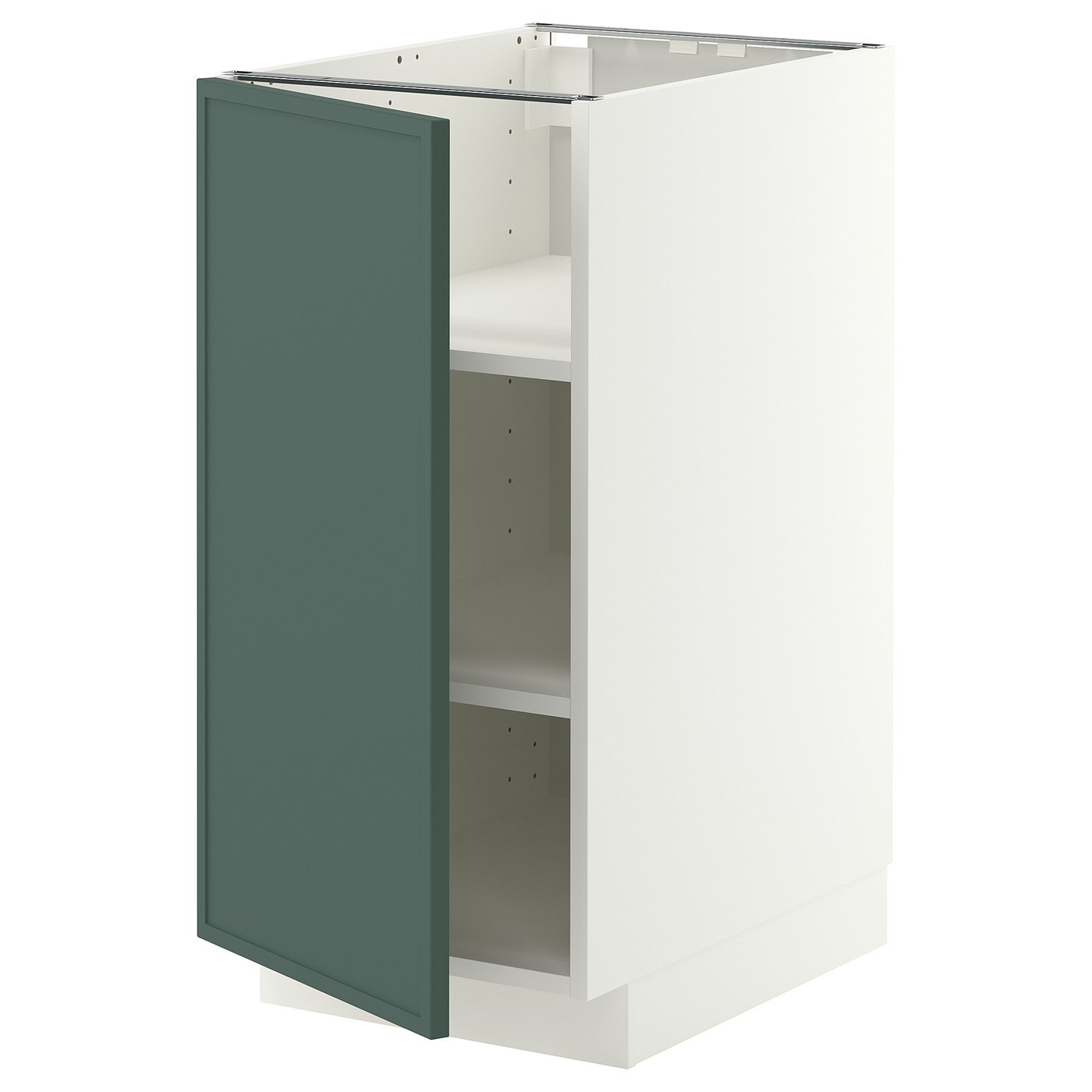 METOD base cabinet with shelves, white/Aspudden dark grey-green, 40x60 cm