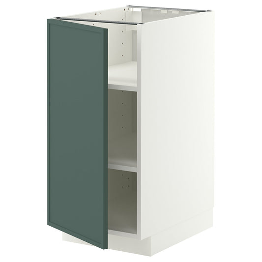METOD base cabinet with shelves, white/Aspudden dark grey-green, 40x60 cm