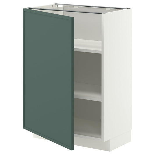 METOD base cabinet with shelves, white/Aspudden dark grey-green, 60x37 cm
