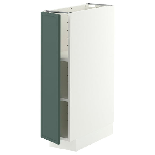 METOD base cabinet with shelves, white/Aspudden dark grey-green, 20x60 cm