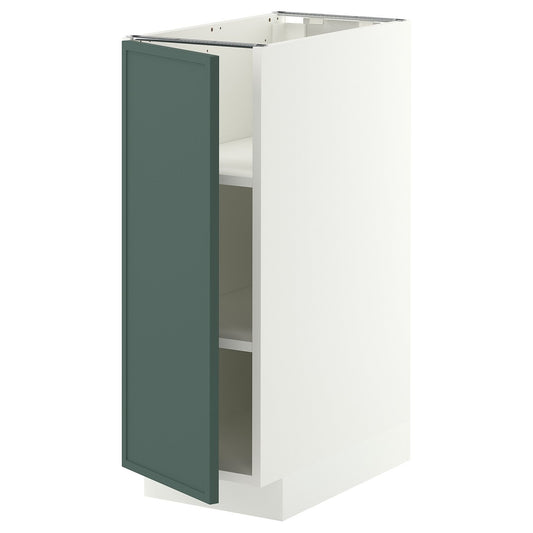 METOD base cabinet with shelves, white/Aspudden dark grey-green, 30x60 cm