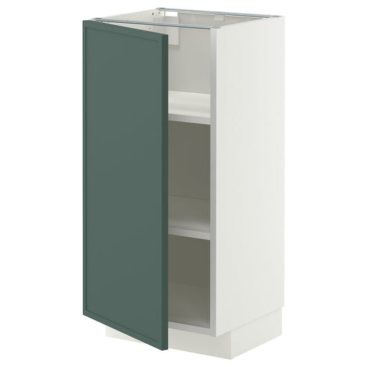 METOD base cabinet with shelves, white/Aspudden dark grey-green, 40x37 cm