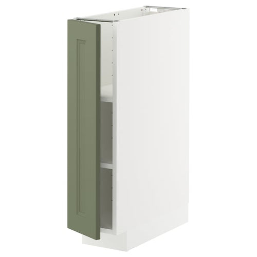 METOD base cabinet with shelves, white/Axstad grey-green, 20x60 cm