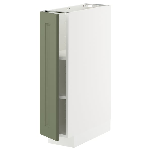 METOD - METOD Base cabinet with shelves, white/Axstad grey-green, 20x60 cm