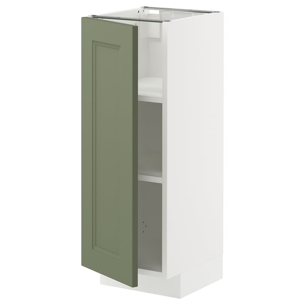 METOD - METOD Base cabinet with shelves, white/Axstad grey-green, 30x37 cm