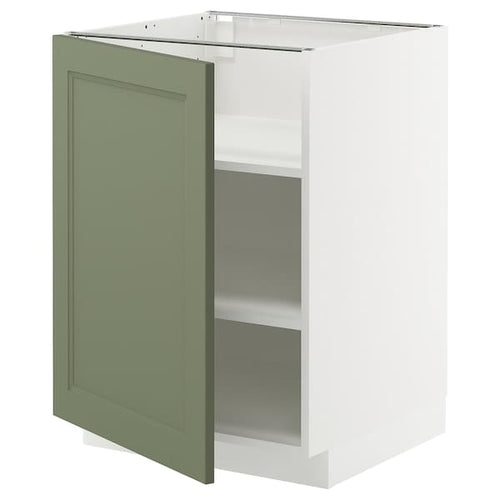 METOD base cabinet with shelves, white/Axstad grey-green, 60x60 cm