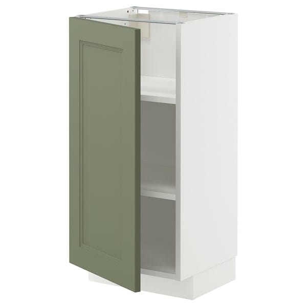 METOD - METOD Base cabinet with shelves, white/Axstad grey-green, 40x37 cm
