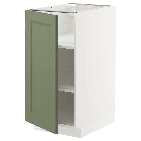METOD base cabinet with shelves, white/Axstad grey-green, 40x60 cm