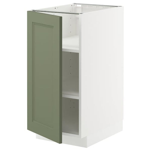 METOD base cabinet with shelves, white/Axstad grey-green, 40x60 cm