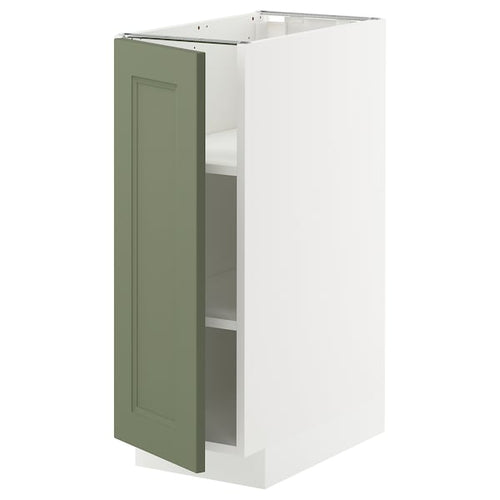 METOD base cabinet with shelves, white/Axstad grey-green, 30x60 cm