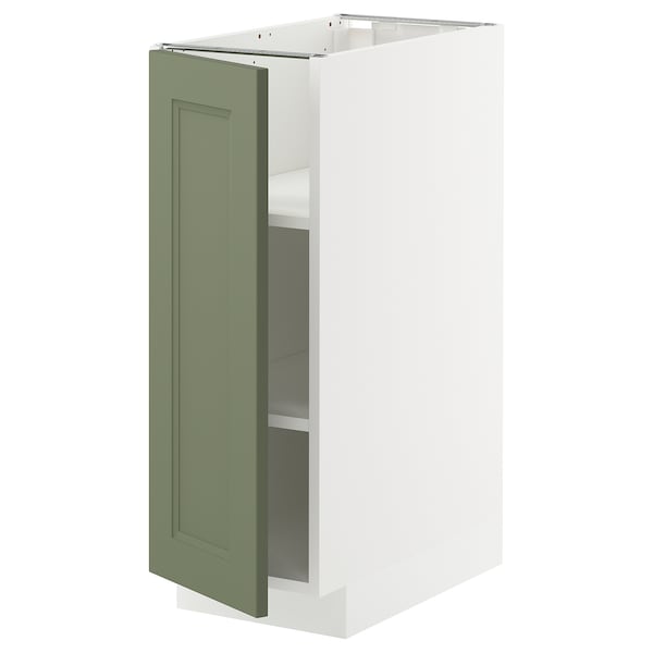 METOD - METOD Base cabinet with shelves, white/Axstad grey-green, 30x60 cm