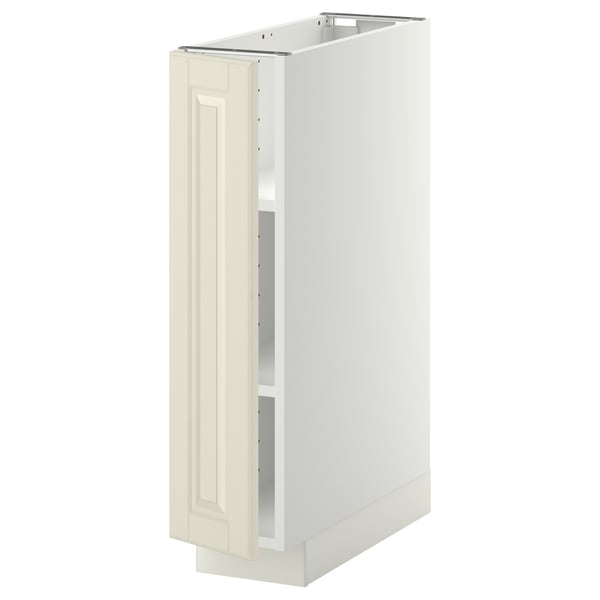 METOD base cabinet with shelves, white/Bodbyn off-white, 20x60 cm
