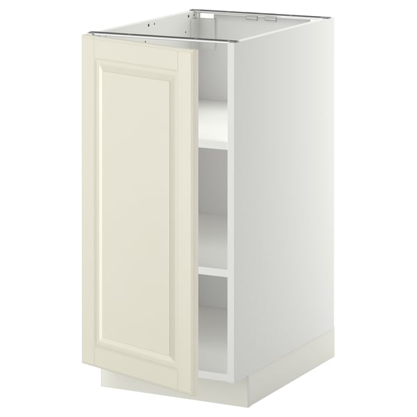 METOD base cabinet with shelves, white/Bodbyn off-white, 40x60 cm