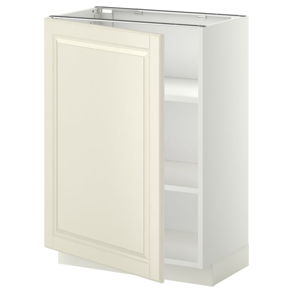 METOD base cabinet with shelves, white/Bodbyn off-white, 60x37 cm