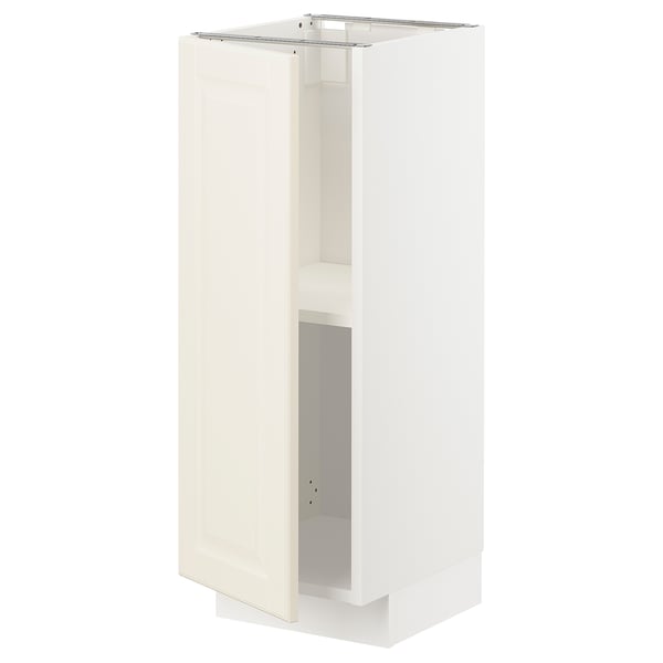 METOD base cabinet with shelves, white/Bodbyn off-white, 30x37 cm