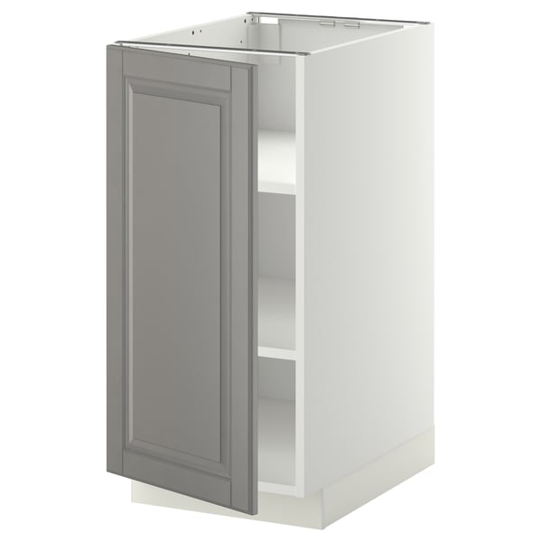 METOD - METOD Base cabinet with shelves, white/Bodbyn grey, 40x60 cm