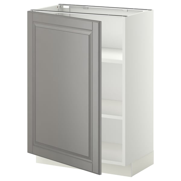 METOD - METOD Base cabinet with shelves, white/Bodbyn grey, 60x37 cm