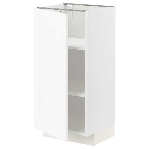 METOD base cabinet with shelves, white Enköping/white wood effect, 40x37 cm