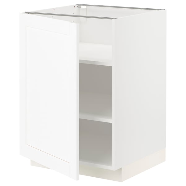 METOD base cabinet with shelves, white Enköping/white wood effect, 60x60 cm