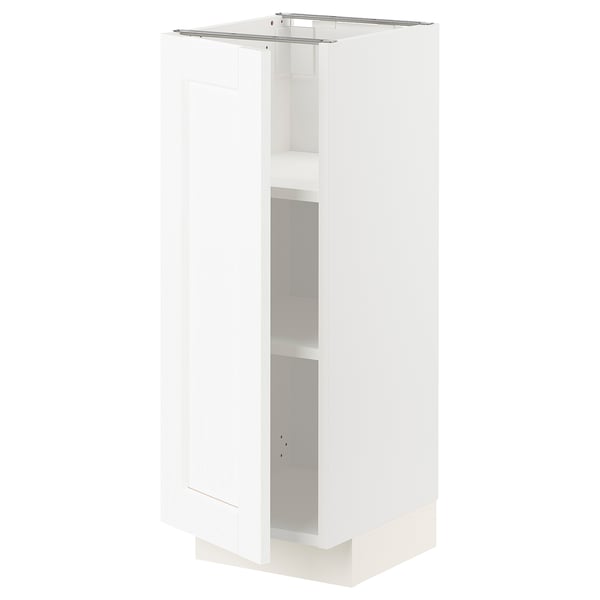 METOD base cabinet with shelves, white Enköping/white wood effect, 30x37 cm
