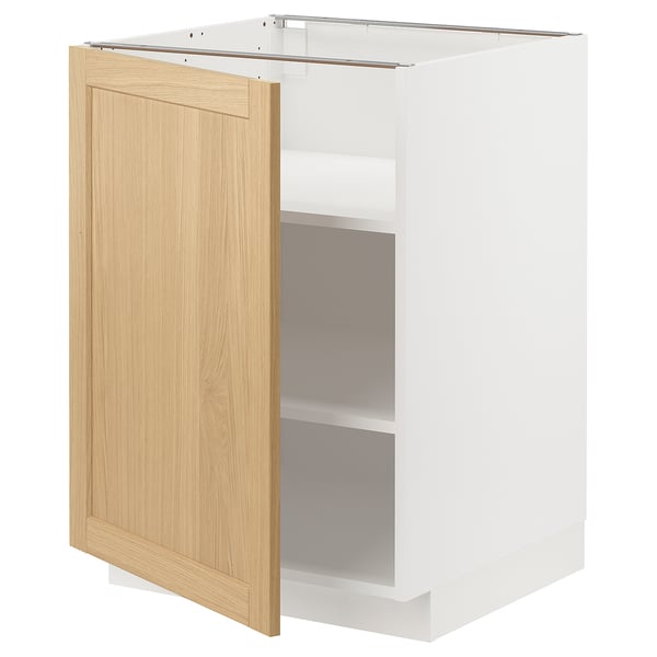 METOD - METOD Base cabinet with shelves, white/Forsbacka oak, 60x60 cm