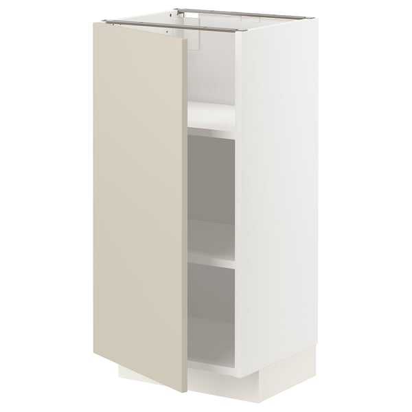 METOD base cabinet with shelves, white/Havstorp beige, 40x37 cm
