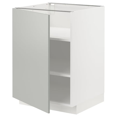 METOD base cabinet with shelves, white/Havstorp light grey, 60x60 cm