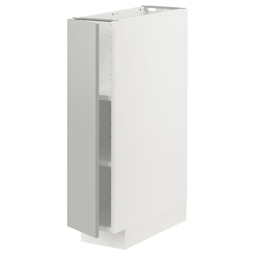METOD base cabinet with shelves, white/Havstorp light grey, 20x60 cm