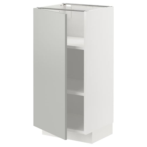 METOD base cabinet with shelves, white/Havstorp light grey, 40x37 cm