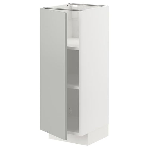 METOD base cabinet with shelves, white/Havstorp light grey, 30x37 cm
