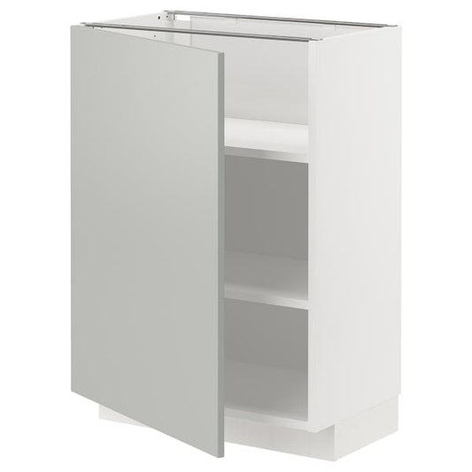 Ikea METOD - Base cabinet with shelves, white/Havstorp light grey, 60x37 cm