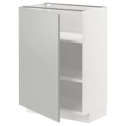 METOD base cabinet with shelves, white/Havstorp light grey, 60x37 cm