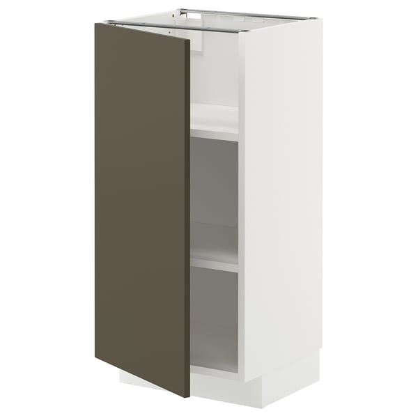 METOD - METOD Base cabinet with shelves, white/Havstorp brown-beige, 40x37 cm
