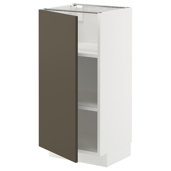 METOD - METOD Base cabinet with shelves, white/Havstorp brown-beige, 40x37 cm
